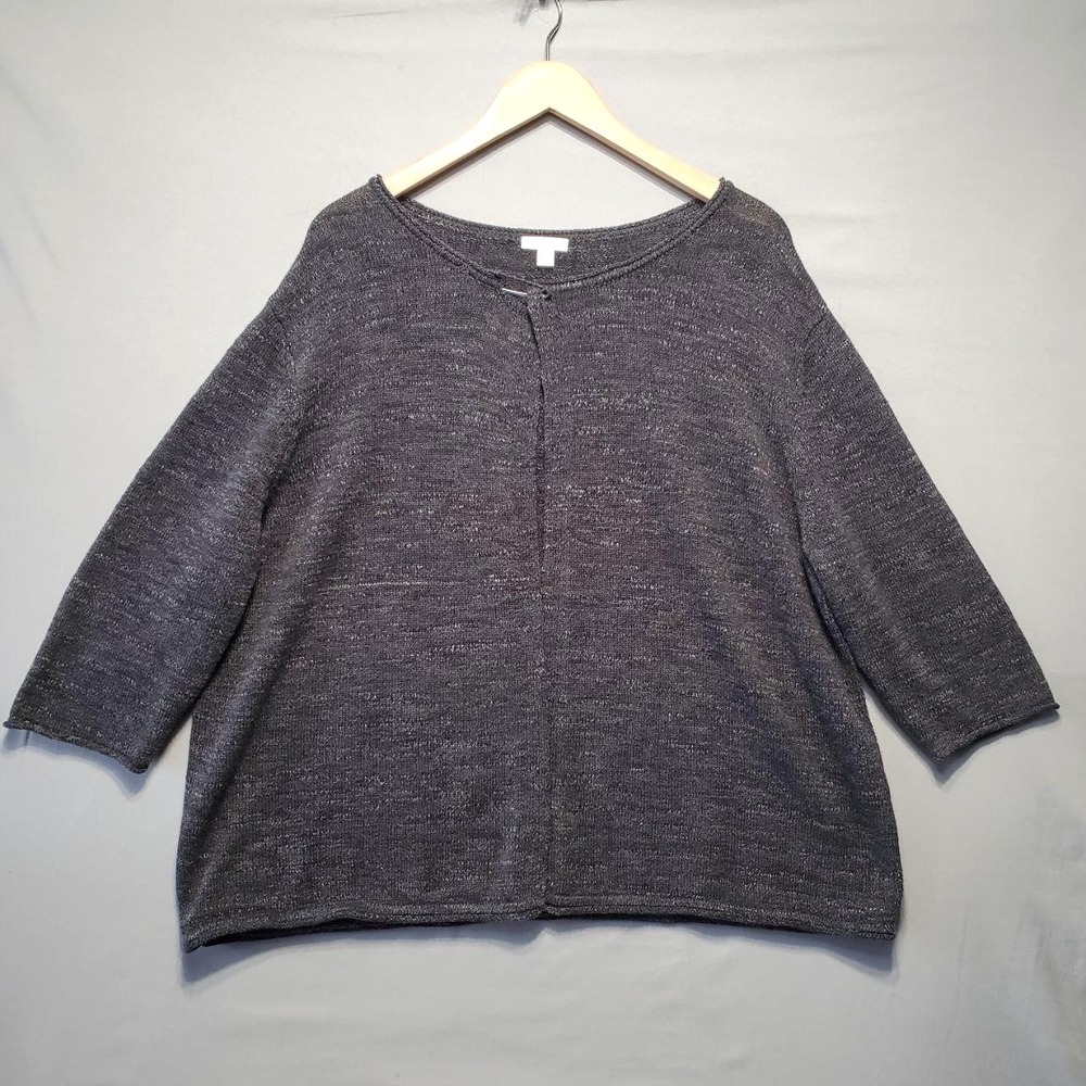J‎ Jill Pure Pure Jill Textured Slub Knit Sweater Womens XL Gray 100% Cotton